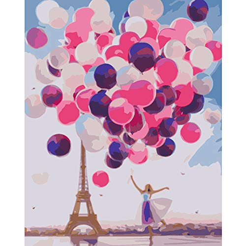 LYGACX DIY Digitales Ölgemälde, süßes und Romantisches Thema, geeignet zum Verschenken von Paaren, 40 * 50 cm,A,Wooden Frame Cover
