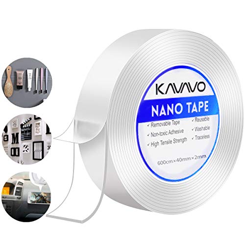 Nano Tape,19.69Ft Double Sided Transparent Tape,Multipurpose Reusable,Removable Washable,Sticky Strips,SeamlessTraceless Tape Adhesive Kitchen Holder (600cm40mm2mm)