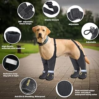 Idepet Dog Suspender Boots, Anti-Slip & Fall Waterproof Tall Shoes Legging for Small Medium Dog, Adjustable Suspender Boots for Winter Snow Rain Hiking Paws Protector 2