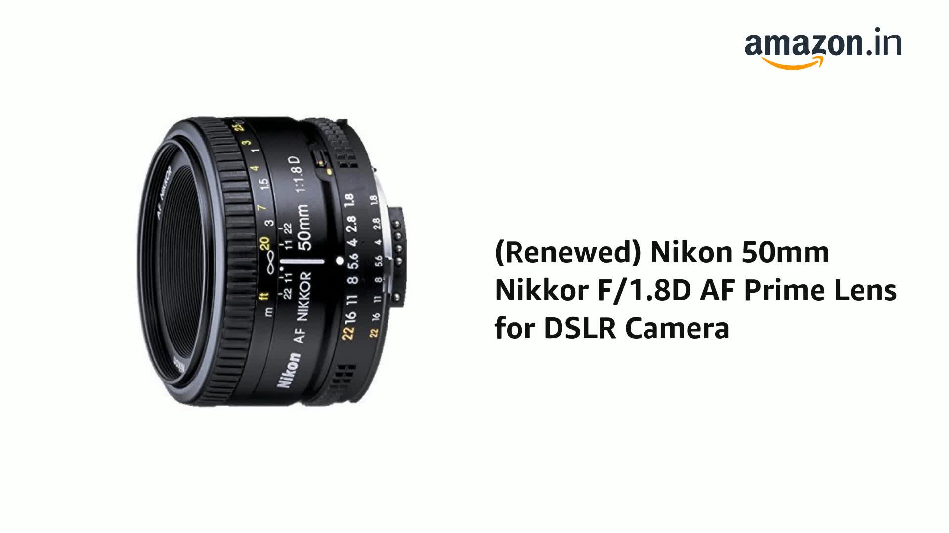 Refurbished) Nikon 50mm Nikkor F/1.8D AF Prime Lens for DSLR