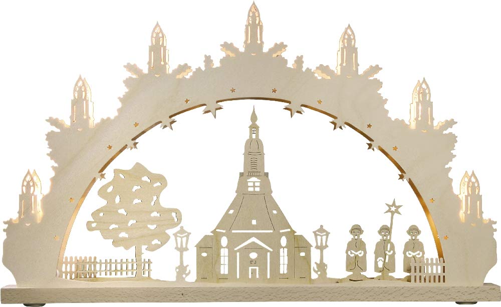 Arche lumineuse LED église de Seiffen 52 cm pour une déco de Noël chaleureuse et sûre