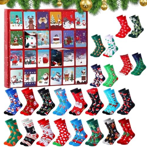 Calendario De Adviento 2025, Para El Invierno De Navidad - Calcetines Originales De Calendario De Adviento 24 Días,Para Mujeres Jóvenes Abuelos, Familia Amigos