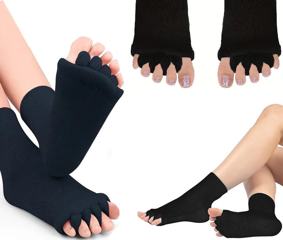 Foot Alignment Socks 5 Finger Toe Separator for Men & Women, Plantar ...