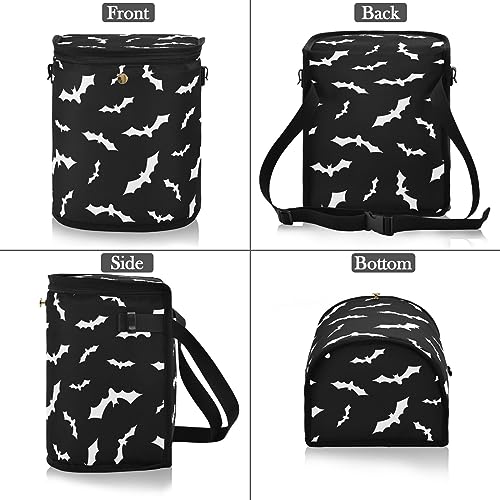 Image of Bat Car Trash Can Halloween Black Car Garbage Bag with Lid Hanging Waterproof Leak Proof Vehicle Storage Bin