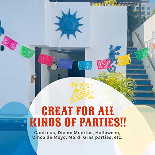 Mexican Banner Papel Picado, Day Of The Dead Plastic Party Banners, 60 Ft Streamers (12 Ft X 4) Set Of 4 Cinco De Mayo Party Decorations, Dia De Muertos Ofrenda Altar Supplies, Dia De Los Muertos Sugar Skull Party Decorations By Texmex Fun Stuff #TOP5