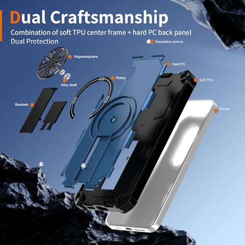 Coque magnétique pour Galaxy S25 Plus antichoc bleu avec support