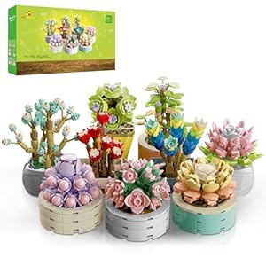 JMBricklayer Juego de Bloques de construcción de Mini Flores Plantas Suculentas 20104, 9 Flores Artificiales para la construcción para Adultos, decoración del hogar, Regalo para niñas y Mujeres