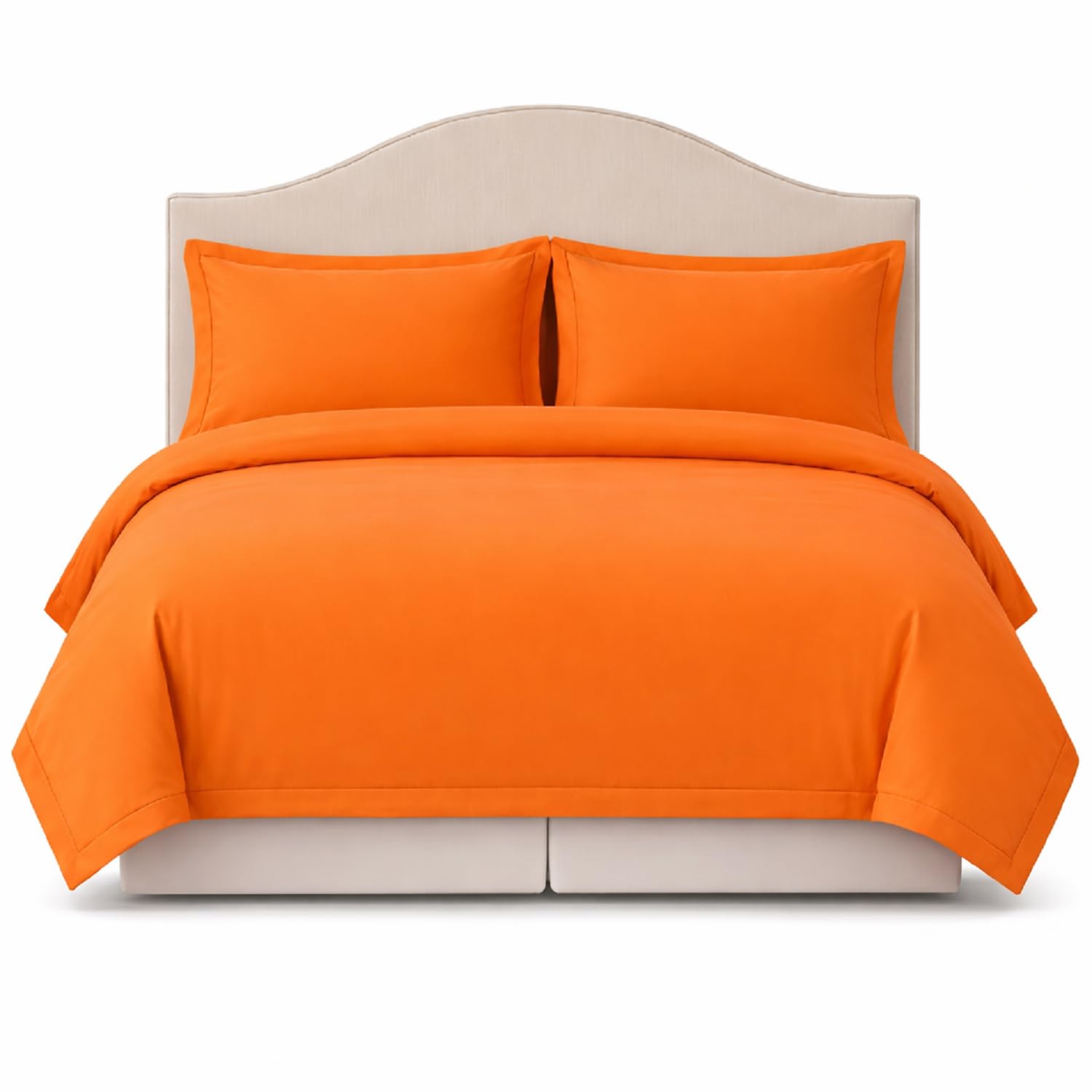 Single Size Duvet Cover Set 68x90 Inches – 100% Cotton 600 TC Comforter Cover with Zipper Closure, Soft Breathable Luxury Hotel Bedding, 3 Piece Duvet Set with 2 Pillow Shams Color Orange Solid-image-15