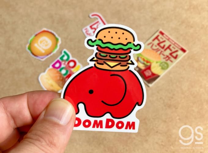 ​おまけステッカー付き非売品新品未開封ドムドムハンバーガーしのこ Amazon | ドムドムハンバーガー 塩ビステッカー 旧ロゴ（白
