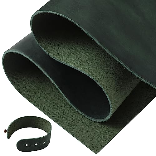 Image of RingSun 12''X24'' Green Leather Sheets for Crafts (2mm), Full Grain Leather Tooling Leather