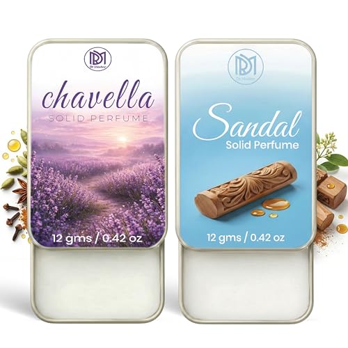 Image of Dr.Mashur Solid Perfume |sandal&Chavella Alcohol Free Wax Perfume Balm, Long Lasting | Pocket Tin 12g, Pack Of 2| Non Greasy Smooth Glide, Travel Friendly Men And Women