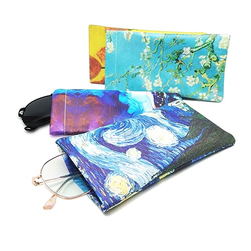 Image of 4 Pack Squeeze Eyeglasses Pouch, Leather Sunglasses Case Glasses Sleeve for Travel, Office, Study
