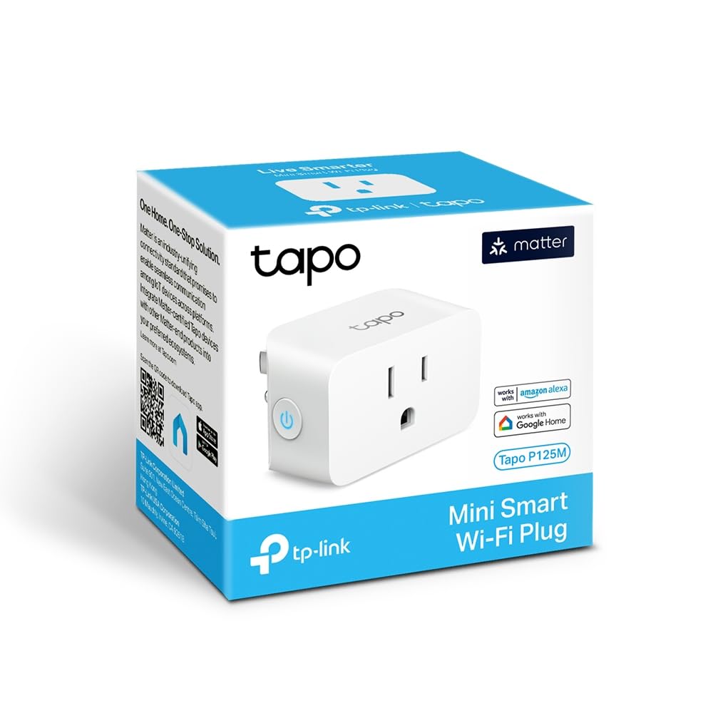Tapo P125M Matter Presa Smart Italiana, Monitoraggio Energia, WiFi Intelligente Smart Plug, Compatibile con Alexa e Google Home, Controllo Vocale e Remoto, Tempo di Preselezione