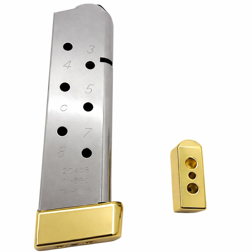 2X Gold-Plated 1911 Magazine Base Pads â.“ Fits All Kim Pro Tac-Mag Full Size .45 ACP 8-Round Magazines Screws Included