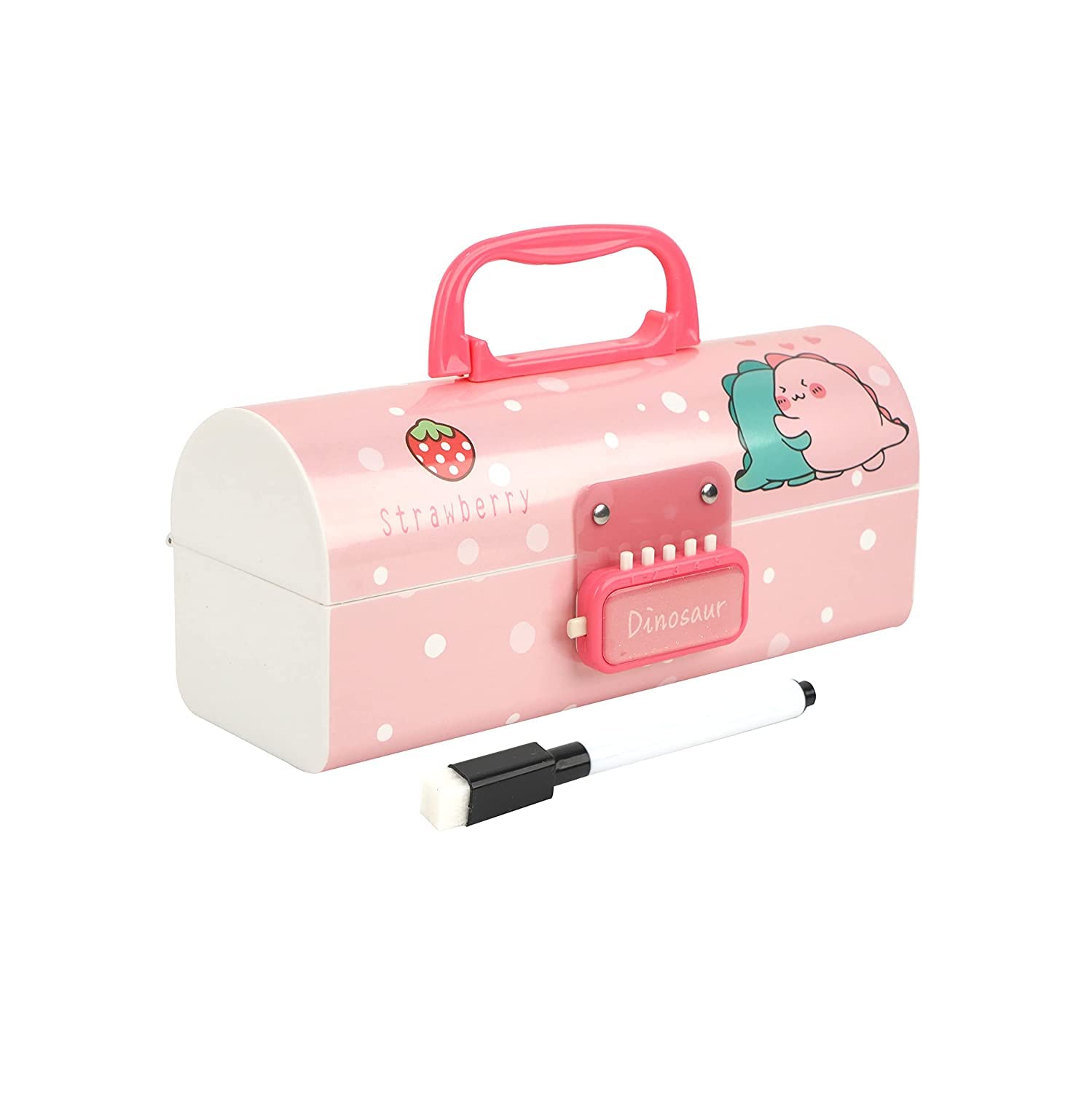 KRITI FASHION Compass Box for Kids - Password Protection Pencil Case for Kids - Double Layer Pencil Box for Kids - School Pouch Organiser for Students Kids, Stationery Box (Astronaut)