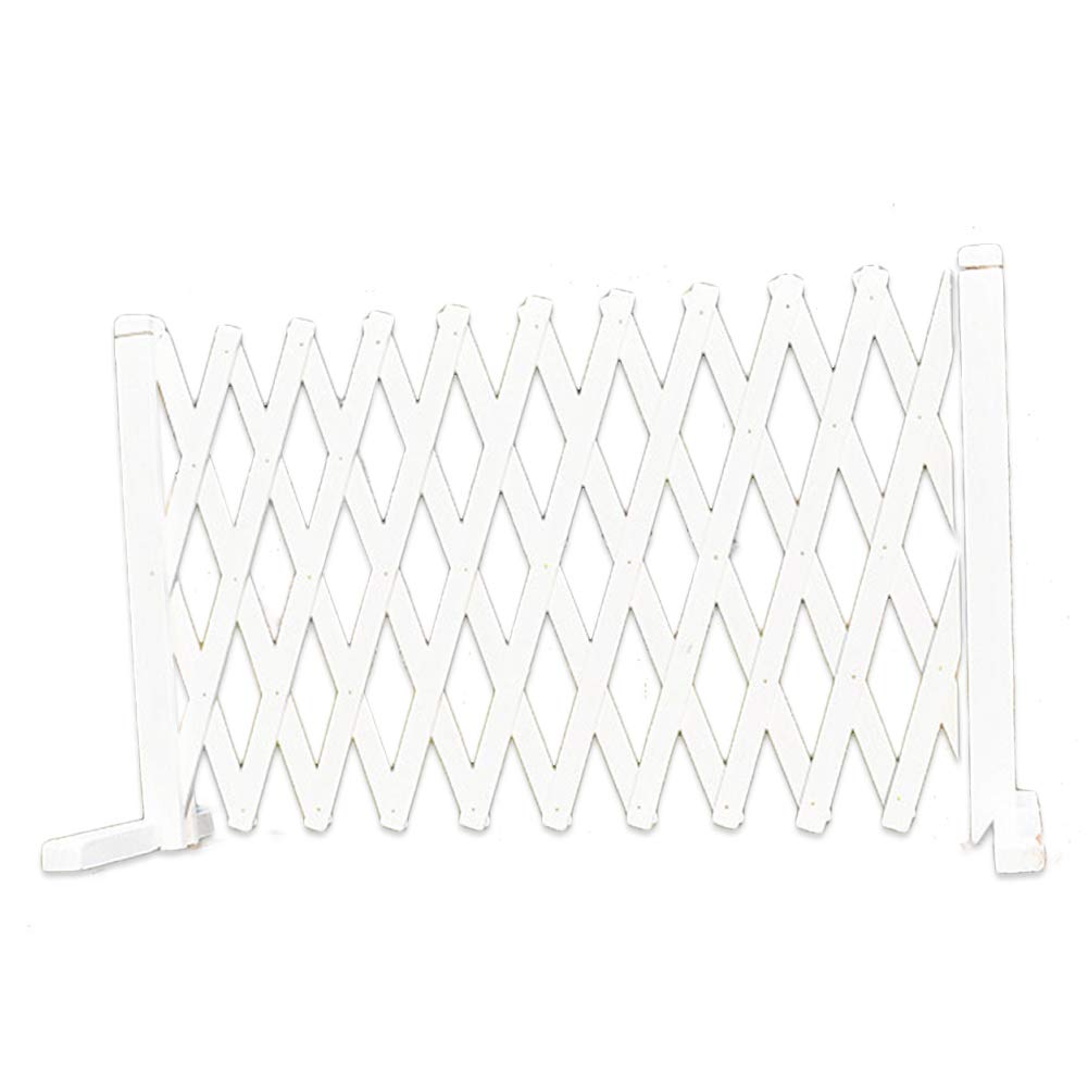 Retractable Expanding Fence Decorative Wooden Fence Pet Safety Fence for Patio Garden Lawn Decoration 19.68Inch (White)