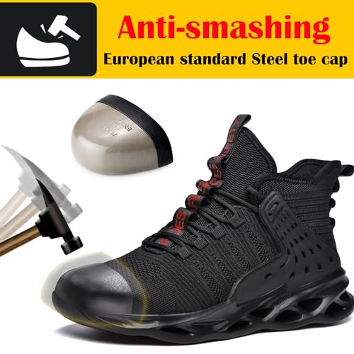 Steel Toe Shoes for Men Women Lightweight Steel Toe Sneakers Mid Cut Indestructible Work Boots Construction Safety Shoes2
