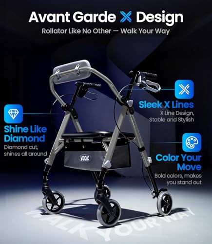 Image of VOCIC Z11 Rollator Walker for Seniors with Seat, 380 LBS