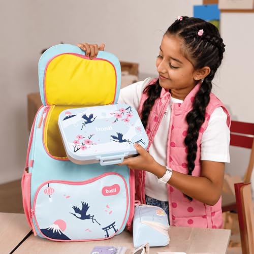 Image of Basil Kids School Combo | Wander 20L School Backpack + Bento Box Neo 1000ml Stainless Steel Lunch Box | Super Swoosh