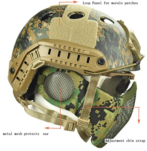 image for Jadedragon PJ Tactical Fast Helmet & Protect Ear Foldable Double Strap