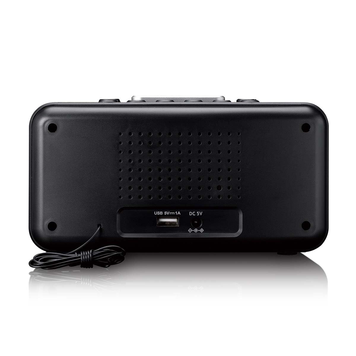 Lenco Radio Despertador con Pantalla LED, 18 x 9,7 x 7,8 cm, Negro, Digital, Doble Alarma, luz Nocturna, Carga USB, alimentación de Red