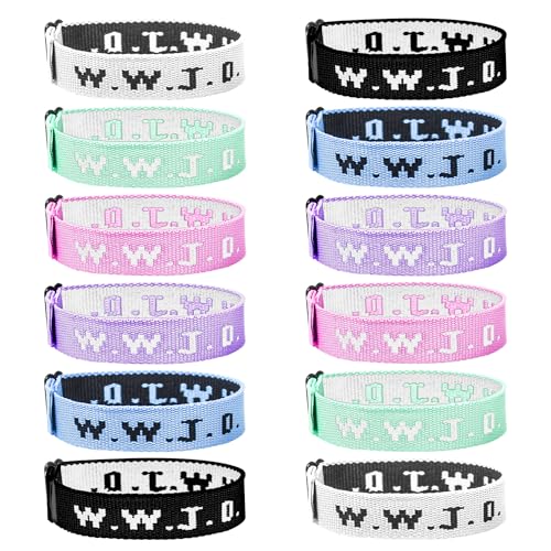 12Pcs WWJD Bracelet What Would Jesus Do Bracelet Jesus Religious Bracelet Woven Wristbands, Suitable for Adults