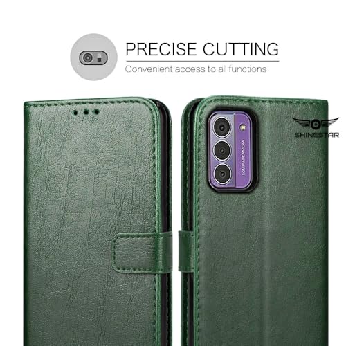 Image of SHINESTAR Nokia G42 5G Flip Back Cover | PU Leather Flip Cover Wallet Case with TPU Silicone Case Back Cover for Nokia G42 5G - Unique Green