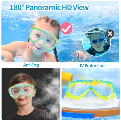 Kids Snorkel Gear Diving Mask Anti-Fog and Anti-Leak Swim Goggles Snorkeling Glasses Durable Tempered Glass Mask for Children 4 - 14 Age miniatura 5