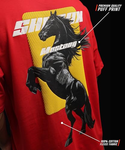 Image of SHODOX Men's Oversized Printed T-Shirt | 100% Pure Cotton Bio Washed Anti-Bacterial Drop Shoulder Loose Fit Korean Style Tees for Mens