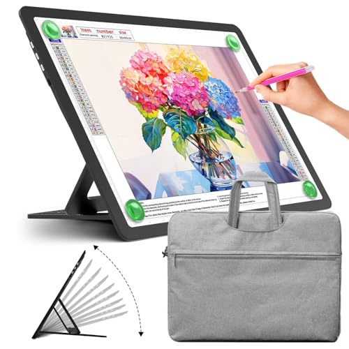 Zocelight Rechargeable A3 Light Board with Built-in Stand & Bag Super Bright Magnetic Light Box for Tracing Wireless Light Pad for Diamond Painting Side Buttons LED Light Table for Drawing Sketching