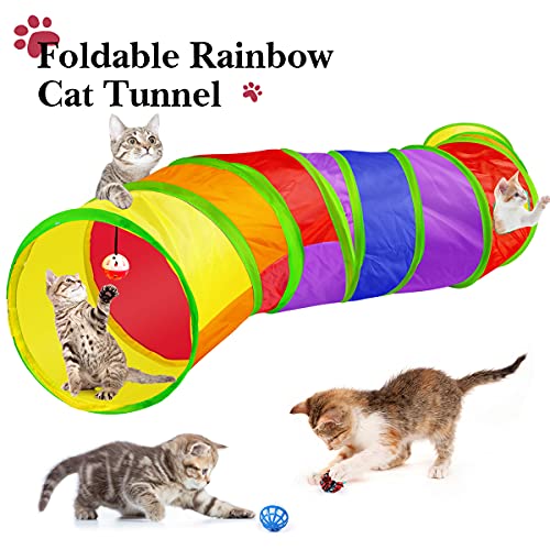 Anjime 32 Pcs Cat Toys Kitten Toys, Variety Catnip Toys With Rainbow Tunnel Interactive Cat Feather Teaser Fluffy Mouse Crinkle Balls Spring Toy Set For Cat, Kitty #TOP1