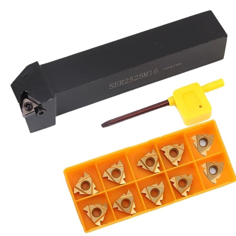 1pc SER2020K16 SER2525M16 and 16ER AG60 UE6020 VP15TF Insert CNC Lathe Machine Cutter External Thread Turning Tool Holder Sets(16ER AG60 UE6020,NO Holder)