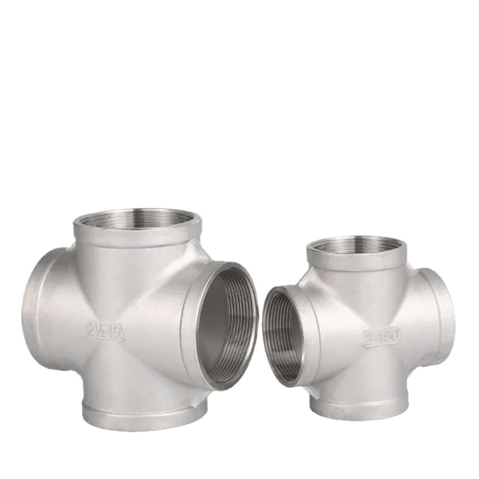 AARTERZZA 1pc 304 Stainless Steel 4 Way Female BSP Thread Water Pipe Connector Fitting 3/8" 1/2" 3/4" 1" 1-1/4" 1-1/2" 2" Equal Cross Adapter(2")