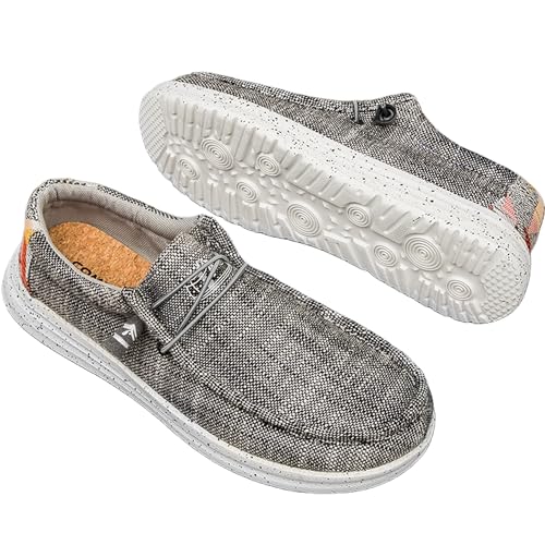 Men's Casual Slip-On Loafers Canvas Boat Shoes Lace-Up Lightweight Walking Leisure