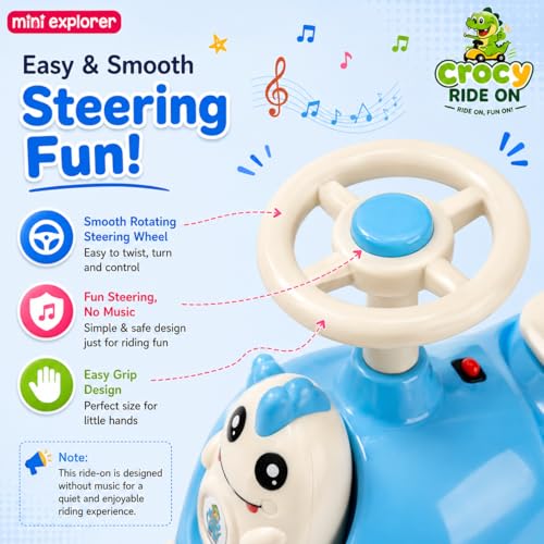 Image of MiniExplorer Crocsy Wiggle Car for Kids Age 1-5 Years, Twisting Swing Magic Car with Silent Wheels, Anti-Rollover Ride On Toy for Boys & Girls, Shockproof Yoyo Car - Blue