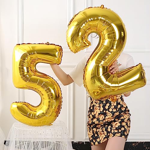 Image of Gold Number Balloons Birthday Balloons - Giant Gold Number 5 Balloon 40 inch, Numbers Balloon Birthday Decorations, Gold Party Supplies for Women Men