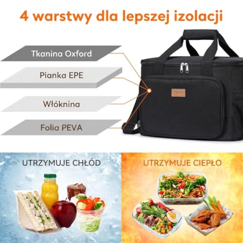 Image of Lifewit Medium Lunch Bag Insulated Lunch Box Soft Cooler Cooling Tote for Adult Men Women, Black 48-Can (33L)