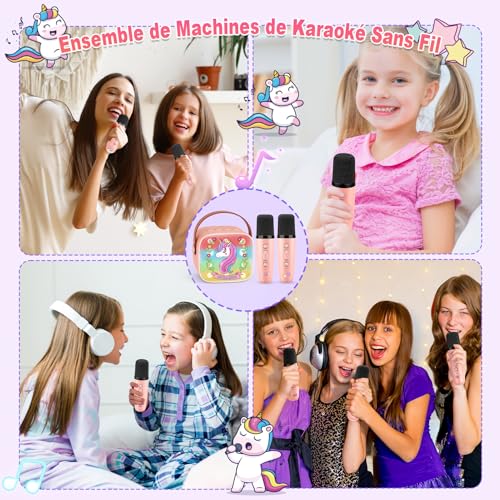 Micro Karaoke Enfant avec 2 Micros sans Fil, Cadeau Jouet Fille 3-12 Ans – vue 6