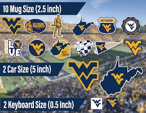 Image of WVU Stickers Decals Merchandise West Virginia Mountaineers Gifts Car 14 Pc