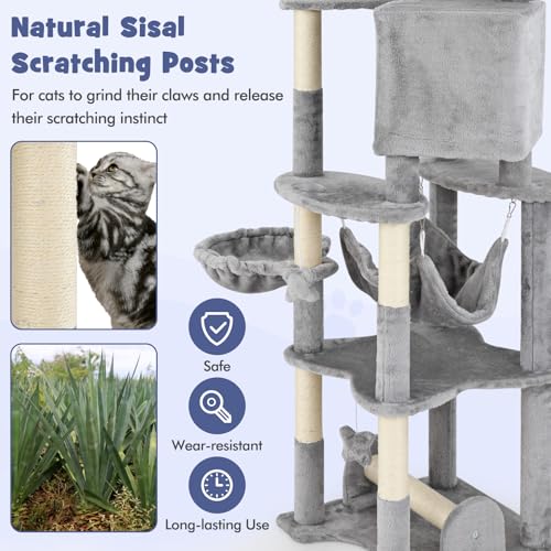 Árbol para gatos alto de 69 pulgadas multi-niveles miniatura 7