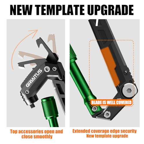 Image of Carabiner Multitool with Pocket Knives, EDC Carabiners, Serrated Knife, Rope Cutter, Screwdriver, Can Bottle Opener, Ruler, Folding Knife for Camping Hiking, Gifts for Men (Green)