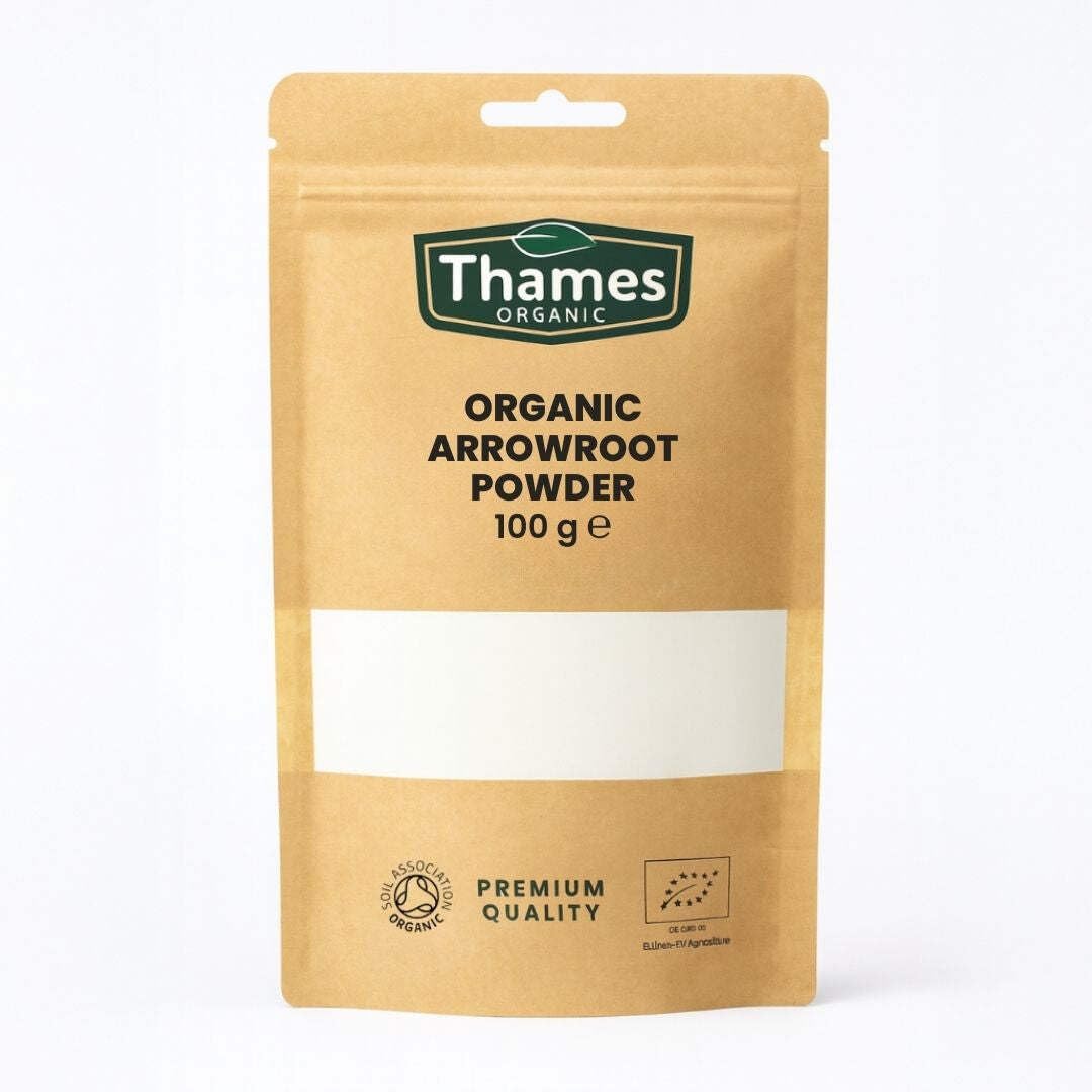– Organic Arrowroot Powder 100g - Arrowroot Flour, Starch Non-GMO Thickening Agent - No Additives or Preservatives - Vegan, Certified Organic - Perfect for Baking and Cooking - Thames Organic