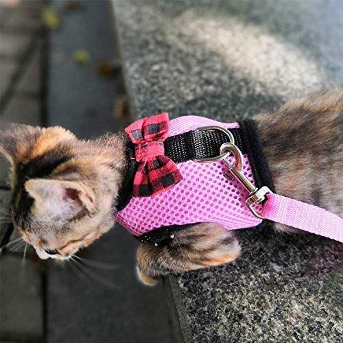 Image of Rabbit Harness with Leash Adjustable Soft Mesh Vest Harness for Bunny Kitten Guinea Pig Rat (S, Pink)