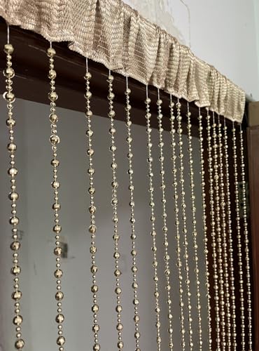 ZiDeTang 100cm x 195cm Sparking Plating Platic Diamond Décor Beaded Door Curtain String Doorway Room Divider Window Tassel Blind Screen Panel (Gold)