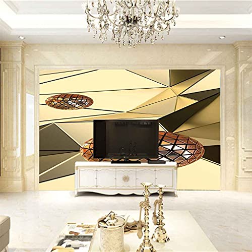 Papier peint moderne 3D or et motifs géométriques pour mur - 4