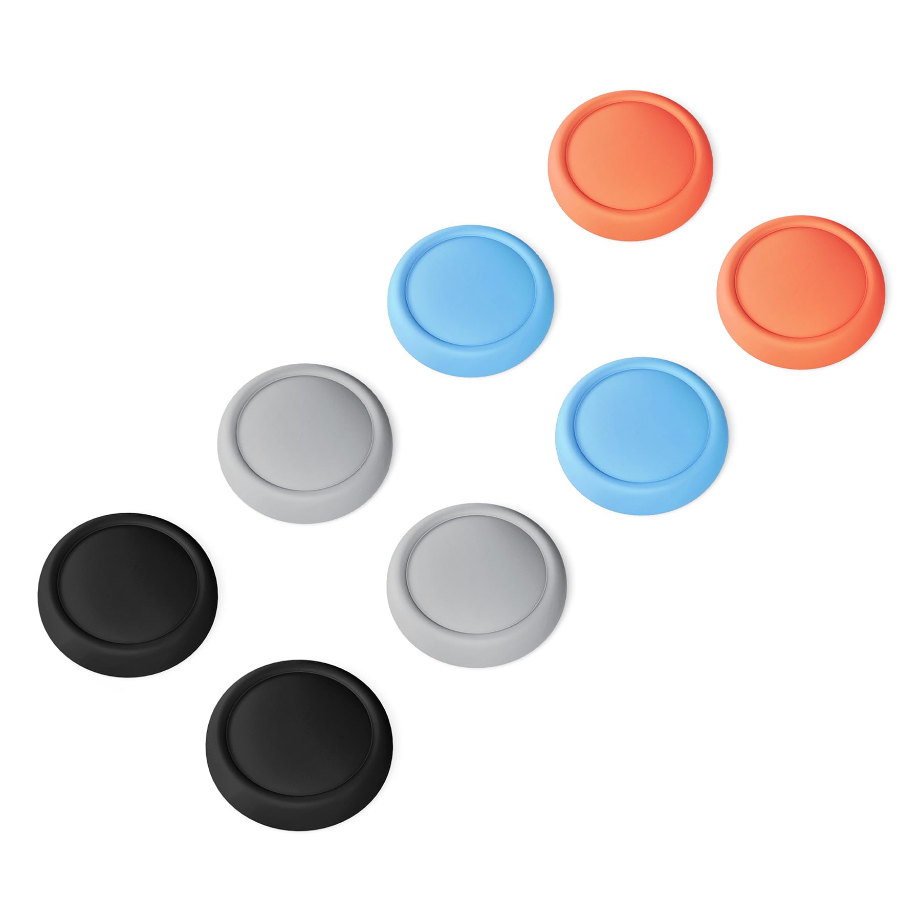 PlayVital 8 Piezas de Tapas de Silicona para Joysticks para Nintendo Switch 2 (2025), Agarres para el Pulgar Antideslizantes y Mejorados, Protector para Joystick (Negro+Gris+Azul+Naranja)
