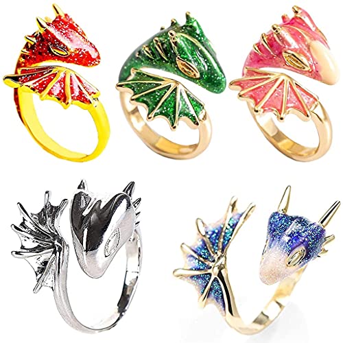 QIANSHENG 5 uds,Anillo de dragón Estrellado esmaltado Cover