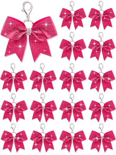 Image of Tondiamo Cheer Bow Keychain Cheer Keychain with Rhinestones Cheerleader Keyrings for Team Gift Cheerleading Sports Accessory