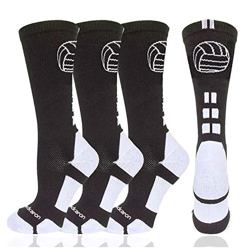 Londkaron Volleyball Socks with Volleyball Logo, Soft Mid Calf Crew Socks (Black/White - 2 Pairs, Small)
