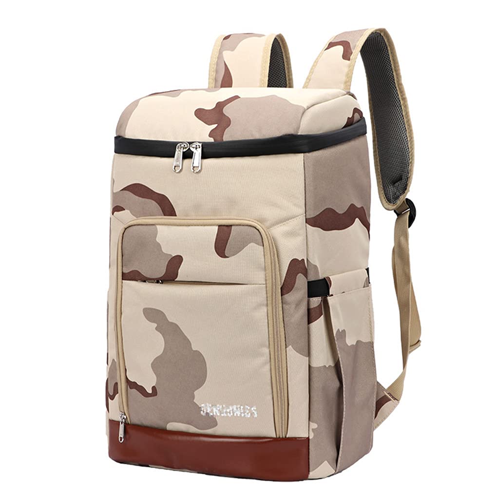 Zaino da Picnic 28 Litri Zaino Termico Porta Pranzo Borsa Frigo Isoterma per Campeggio Barbecue Marrone Mimetico